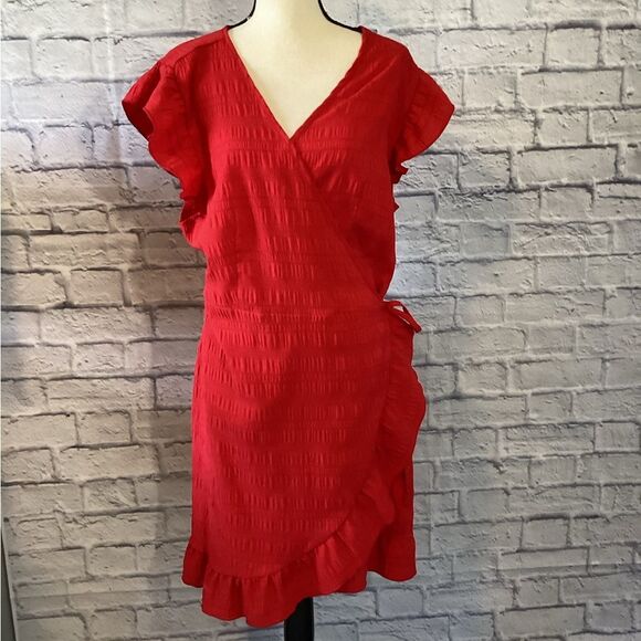 SHEIN Dresses & Skirts - Shein Curve - Women’s Elegant Red Wrap Dress - 3XL